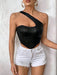SHEIN Privé Top crop de un hombro bajo hanky PU - Quierox - Tienda Online