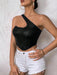 SHEIN Privé Top crop de un hombro bajo hanky PU - Quierox - Tienda Online