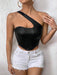 SHEIN Privé Top crop de un hombro bajo hanky PU - Quierox - Tienda Online