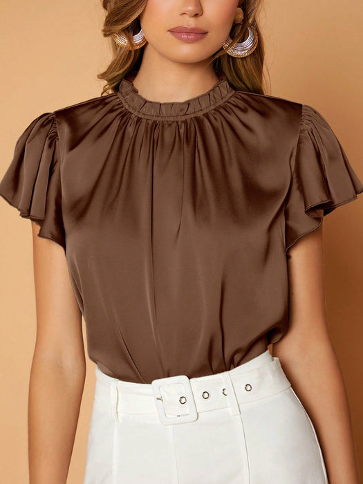 SHEIN Privé Top de cuello alto de manga mariposa - Quierox - Tienda Online
