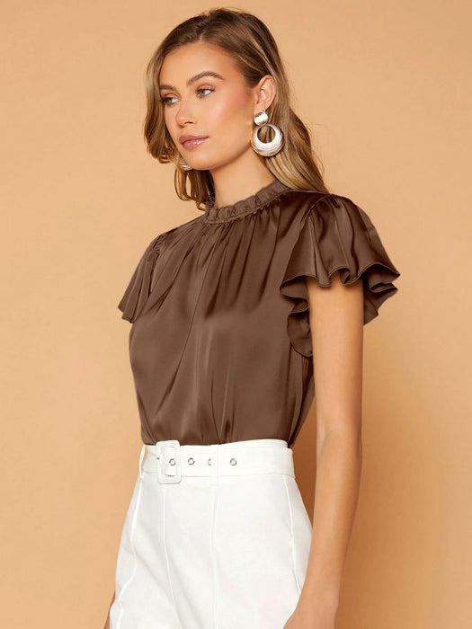 SHEIN Privé Top de cuello alto de manga mariposa - Quierox - Tienda Online