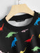 SHEIN Pullover corto con dinosaurio ribete en contraste - Quierox - Tienda Online