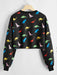 SHEIN Pullover corto con dinosaurio ribete en contraste - Quierox - Tienda Online