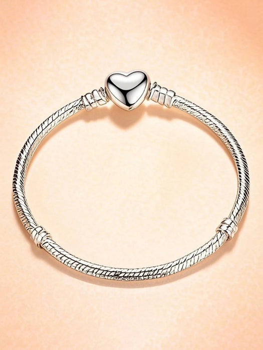 SHEIN Pulsera clásica de cadena de serpiente de metal suave con dije de corazón - Quierox - Tienda Online