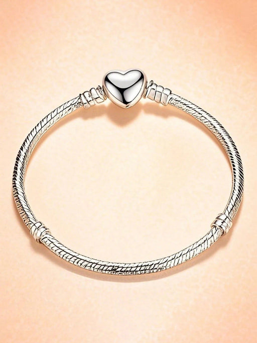 SHEIN Pulsera clásica de cadena de serpiente de metal suave con dije de corazón - Quierox - Tienda Online