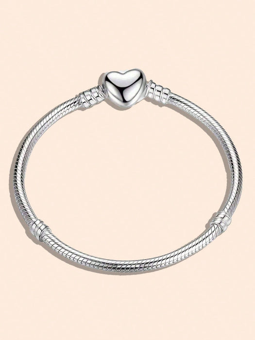 SHEIN Pulsera clásica de cadena de serpiente de metal suave con dije de corazón - Quierox - Tienda Online