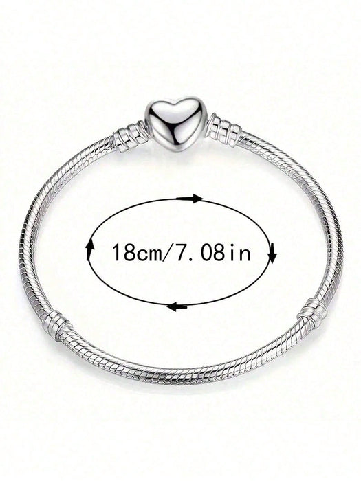 SHEIN Pulsera clásica de cadena de serpiente de metal suave con dije de corazón - Quierox - Tienda Online