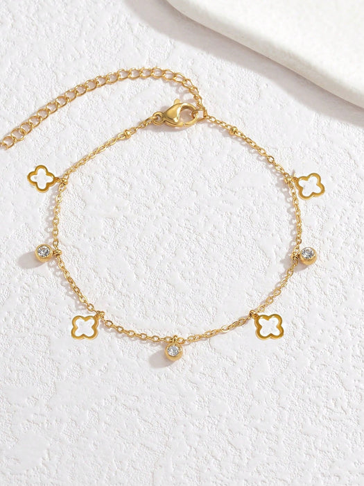 SHEIN Pulsera con colgante de trébol de cuatro hojas de acero inoxidable - Quierox - Tienda Online