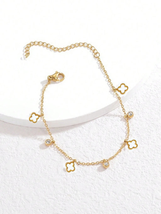 SHEIN Pulsera con colgante de trébol de cuatro hojas de acero inoxidable - Quierox - Tienda Online