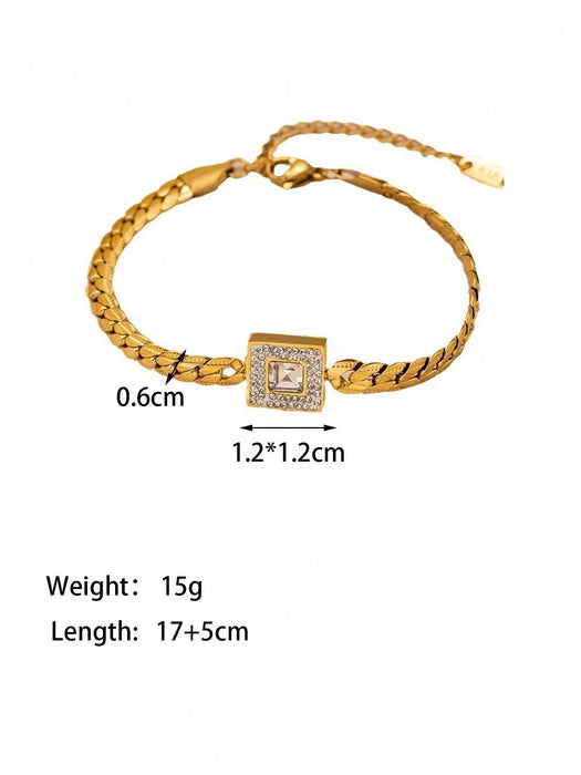 Shein Pulsera de acero inoxidable con circonita cúbica - Quierox - Tienda Online