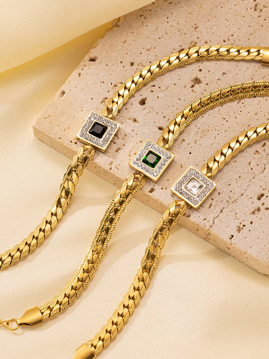 Shein Pulsera de acero inoxidable con circonita cúbica - Quierox - Tienda Online