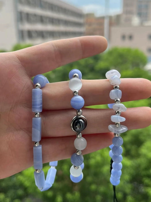 Shein Pulsera de cristal azul, 3 piezas/juego - Quierox - Tienda Online
