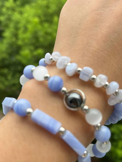 Shein Pulsera de cristal azul, 3 piezas/juego - Quierox - Tienda Online