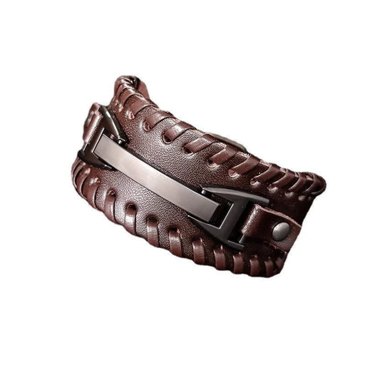 Shein Pulsera de cuero punk de moda para hombre y mujer, pequeña personalidad, accesorios retro - Quierox - Tienda Online