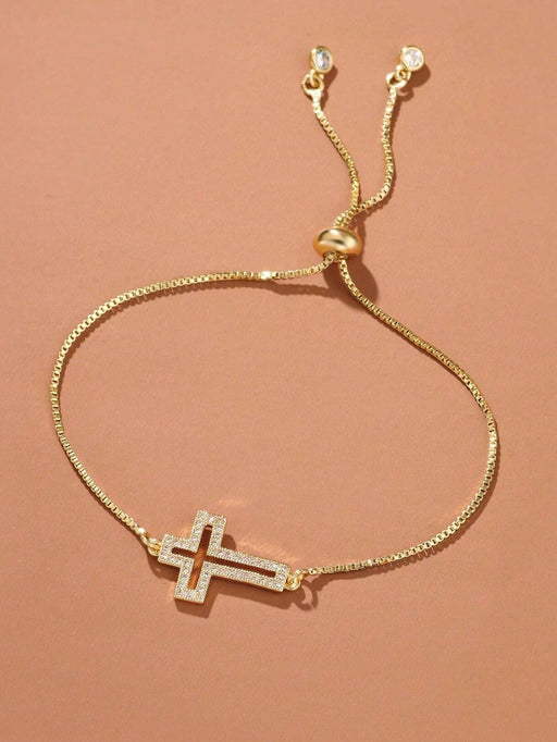 Shein Pulsera de plata esterlina decorada con cruz de circonita cúbica - Quierox - Tienda Online