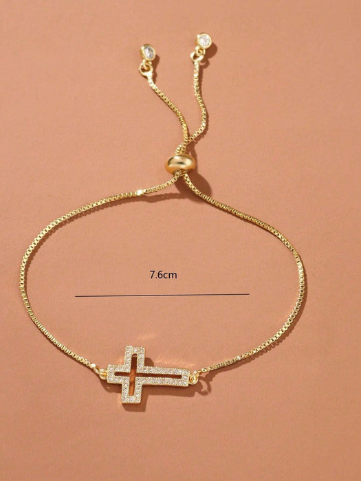 Shein Pulsera de plata esterlina decorada con cruz de circonita cúbica - Quierox - Tienda Online