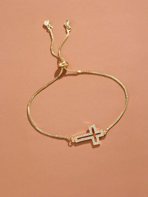 Shein Pulsera de plata esterlina decorada con cruz de circonita cúbica - Quierox - Tienda Online