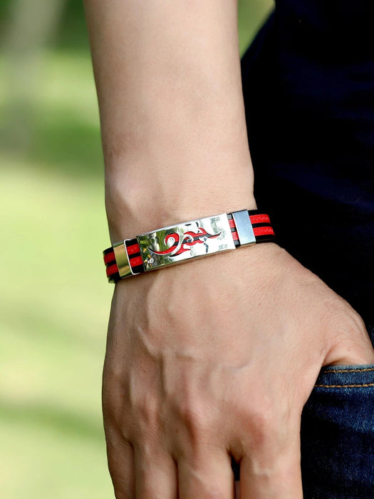 Shein Pulsera de PU con decoración de llamas huecas para hombre, de moda y popular - Quierox - Tienda Online