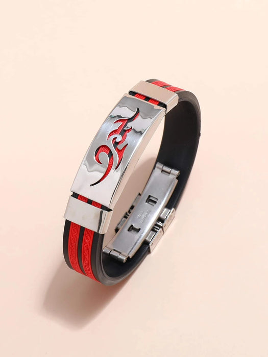 Shein Pulsera de PU con decoración de llamas huecas para hombre, de moda y popular - Quierox - Tienda Online