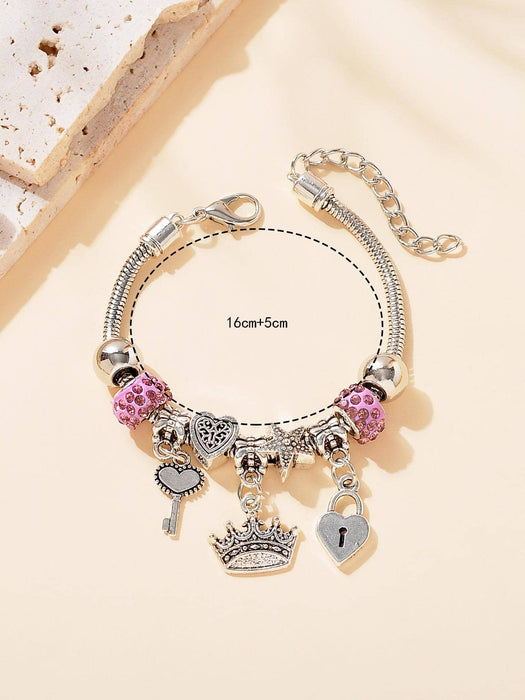 SHEIN Pulsera elegante y lujosa con dijes de corazón, animal, insecto y flor (sin caja) - Quierox - Tienda Online