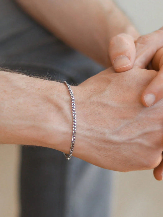 Shein Pulsera sencilla ajustable de acero inoxidable plateado para hombre - Quierox - Tienda Online