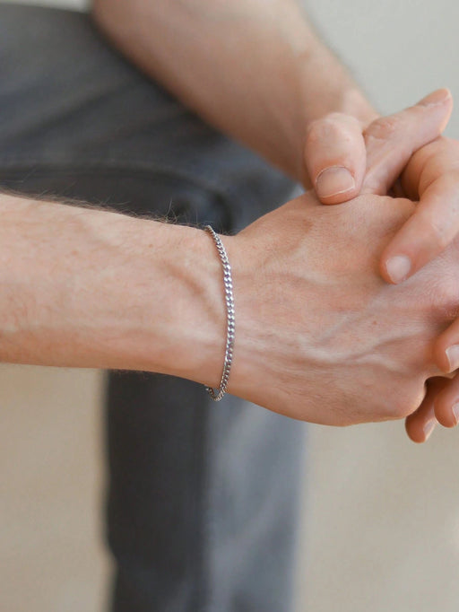 Shein Pulsera sencilla ajustable de acero inoxidable plateado para hombre - Quierox - Tienda Online