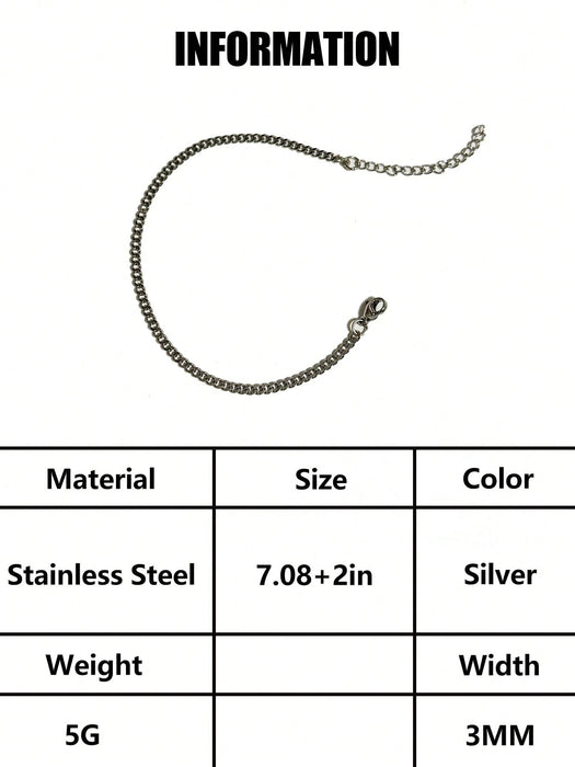 Shein Pulsera sencilla ajustable de acero inoxidable plateado para hombre - Quierox - Tienda Online