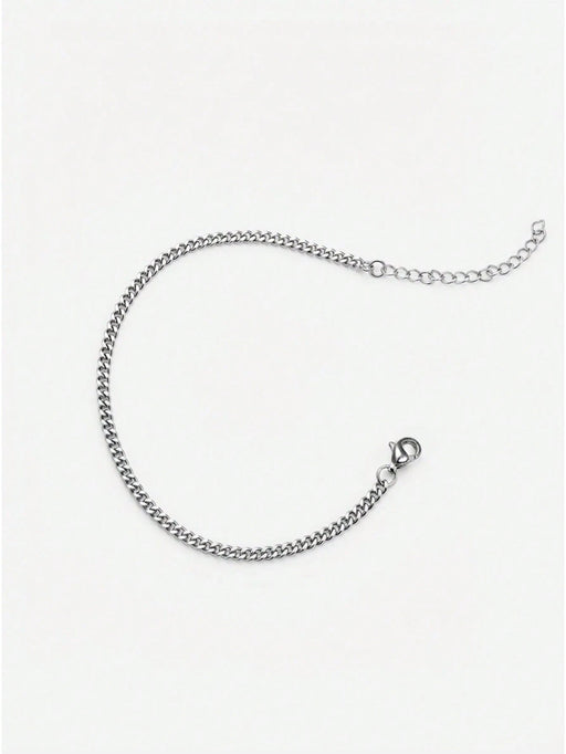 Shein Pulsera sencilla ajustable de acero inoxidable plateado para hombre - Quierox - Tienda Online