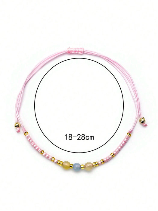 Shein Pulsera tejida con cuentas de color ágata morgan y forma de arroz japonés de 12 piezas - Quierox - Tienda Online