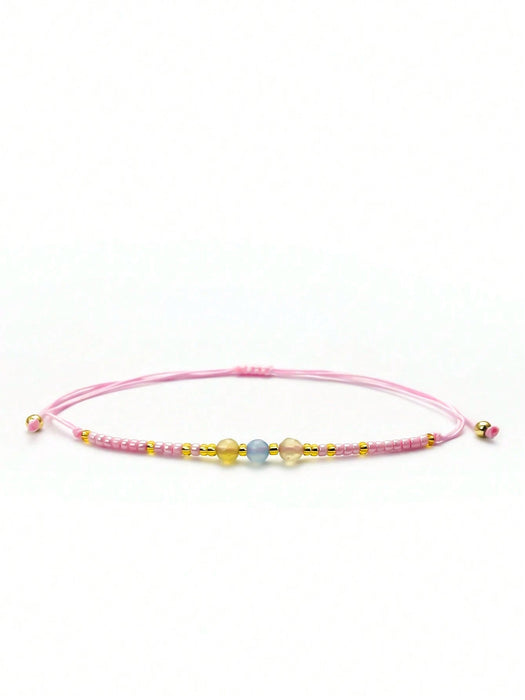 Shein Pulsera tejida con cuentas de color ágata morgan y forma de arroz japonés de 12 piezas - Quierox - Tienda Online