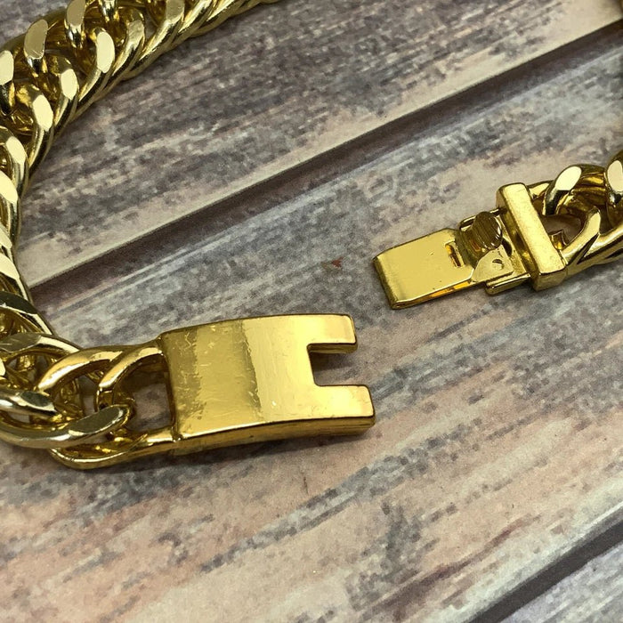 Shein Pulsera unisex de cadena de eslabones cubanos de 7 7/8 pulgadas en tono dorado brillante - Quierox - Tienda Online