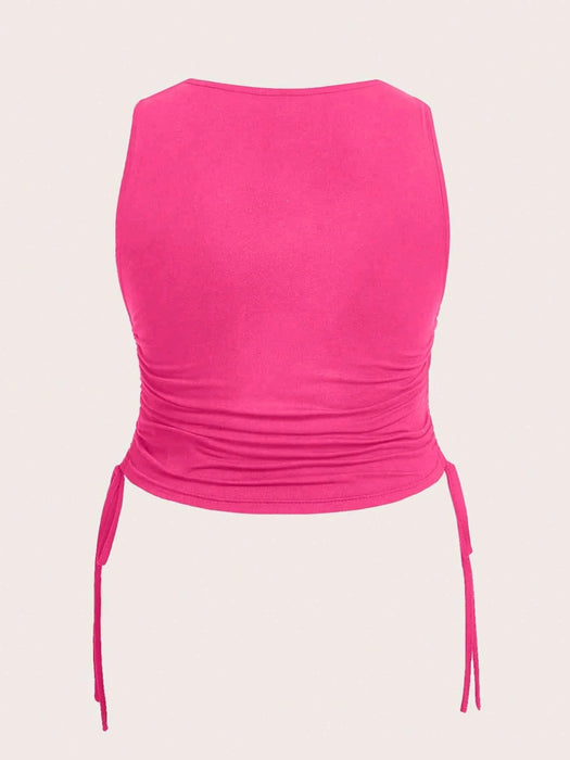 SHEIN Qutie Top tank huella de la mano con estampado con cordón lateral - Quierox - Tienda Online