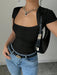 SHEIN Rafferiza Camiseta ajustado de mujer con mangas raglan, cuello en U - Quierox - Tienda Online