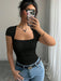 SHEIN Rafferiza Camiseta ajustado de mujer con mangas raglan, cuello en U - Quierox - Tienda Online