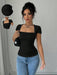 SHEIN Rafferiza Camiseta ajustado de mujer con mangas raglan, cuello en U - Quierox - Tienda Online