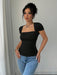 SHEIN Rafferiza Camiseta ajustado de mujer con mangas raglan, cuello en U - Quierox - Tienda Online