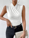 Shein Rafferiza Camiseta sin mangas plisada cruzada de color liso para mujer - Quierox - Tienda Online
