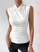 Shein Rafferiza Camiseta sin mangas plisada cruzada de color liso para mujer - Quierox - Tienda Online