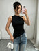 SHEIN Raffinéa Camiseta sin mangas informal y moderna con detalles metálicos en la cintura y fruncido - Quierox - Tienda Online