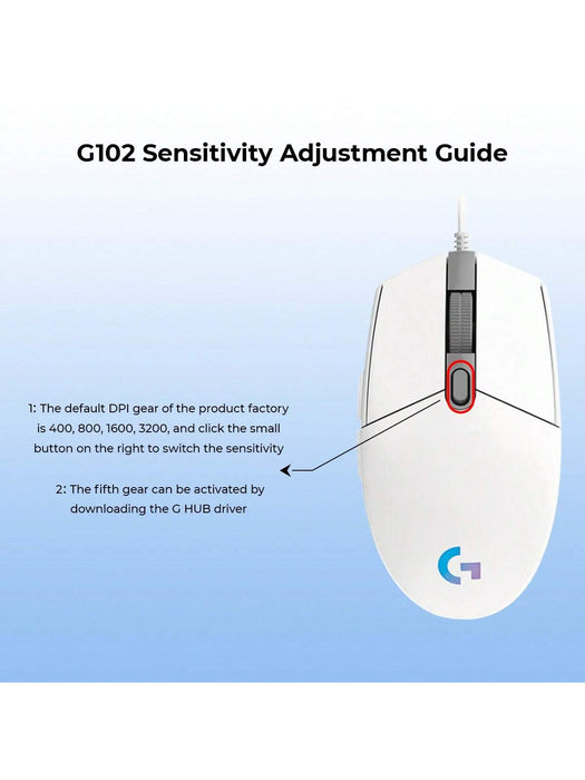 SHEIN Ratón para juegos con cable Logitech G102 Light Sync, iluminación RGB, para juegos - Quierox - Tienda Online
