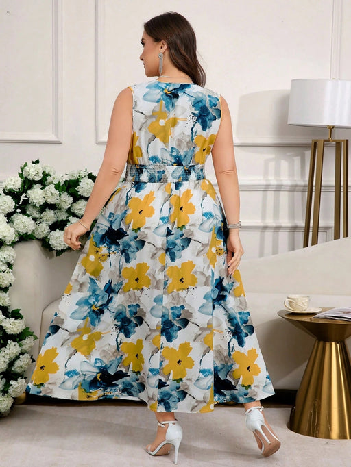 SHEIN Reflora Vestido de verano elegante sin mangas talla grande para mujer - Quierox - Tienda Online