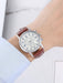 Shein Reloj con esfera redonda y correa de poliuretano PU marrón café con relieve de cocodrilo - Quierox - Tienda Online