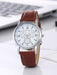 Shein Reloj con esfera redonda y correa de poliuretano PU marrón café con relieve de cocodrilo - Quierox - Tienda Online