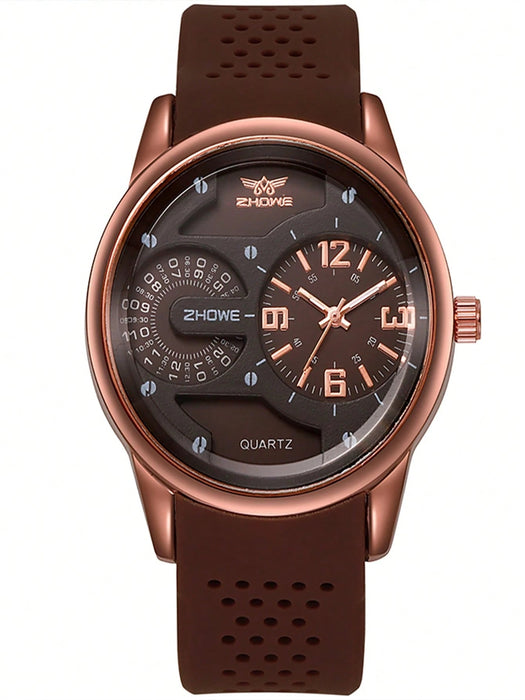 Shein Reloj de cuarzo con esfera redonda marrón, ideal para decorar el día a día. - Quierox - Tienda Online