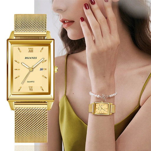 SHEIN Reloj de cuarzo con puntero rectangular de lujo - Quierox - Tienda Online