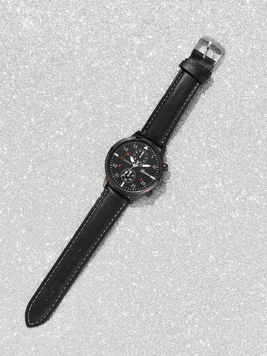 Shein Reloj de cuarzo de doble esfera para hombre y pulsera de cuentas - Quierox - Tienda Online
