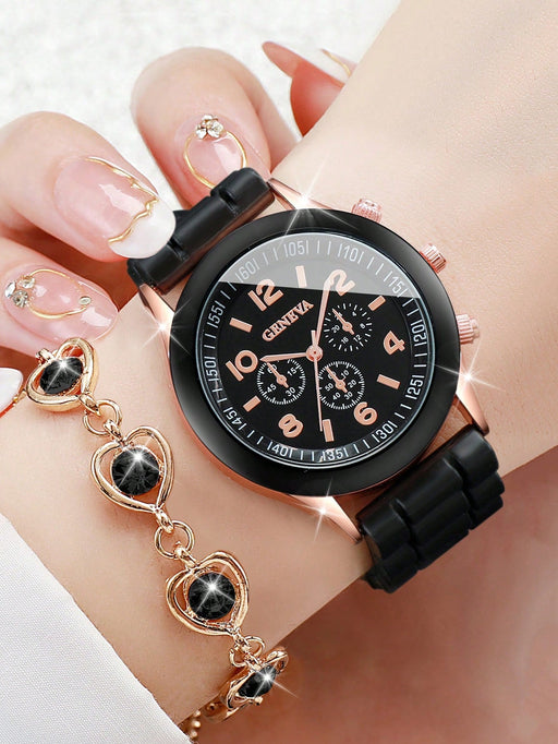 SHEIN Reloj de pulsera de cuarzo con esfera digital de tres esferas para mujer - Quierox - Tienda Online