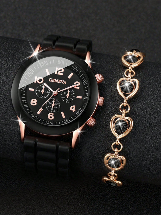SHEIN Reloj de pulsera de cuarzo con esfera digital de tres esferas para mujer - Quierox - Tienda Online