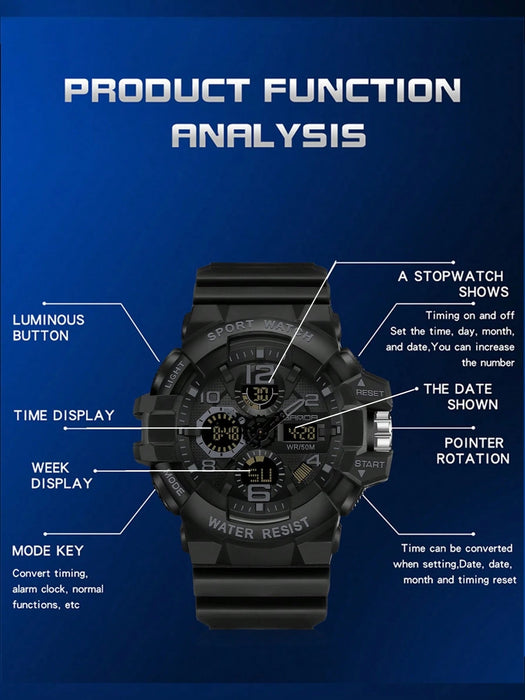SHEIN Reloj deportivo digital LED SANDA de cuarzo estilo militar con pantalla LED para hombre - Quierox - Tienda Online