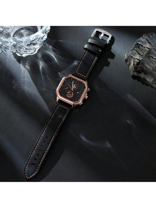 Shein Reloj deportivo vintage para hombre, fecha, cuero sintético, calendario, de cuarzo - Quierox - Tienda Online